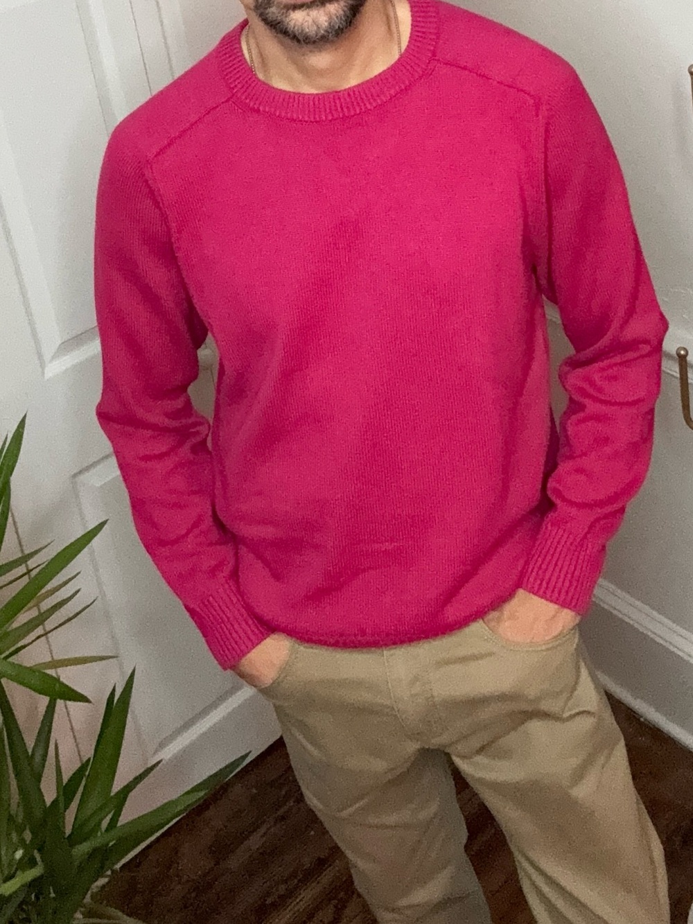 J. Crew Men's Crewneck Sweater - Size L - Vivid Fuchsia - NWT - Picture 4 of 9